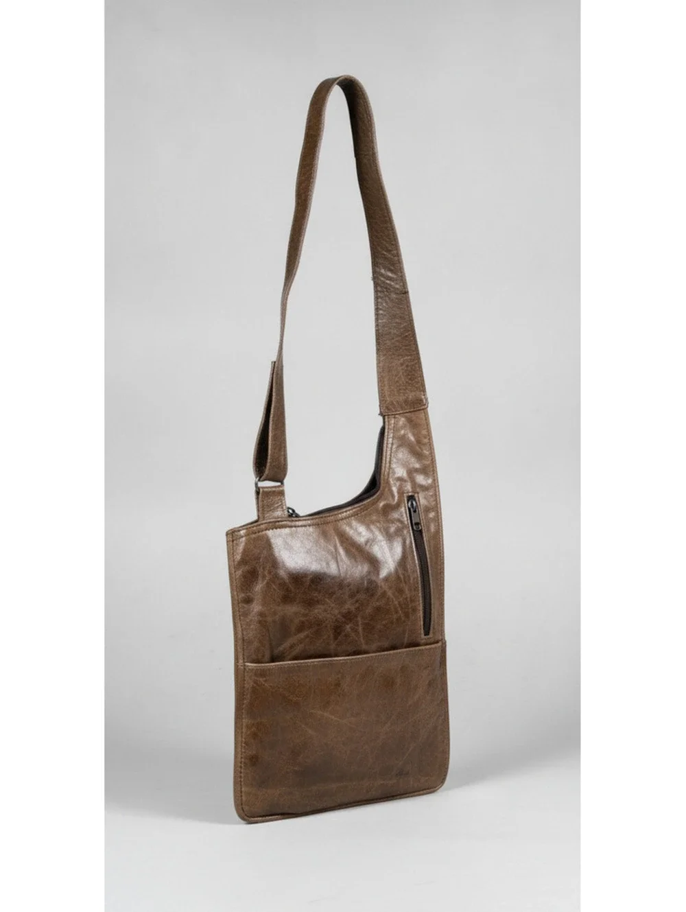 Vintage Handcrafted Mexico Brown Genuine Leather Hobo Shoulder Bag Purse